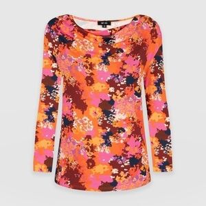 Saint + Sofia Sea Floral Cowl Neck Long  Sleeve